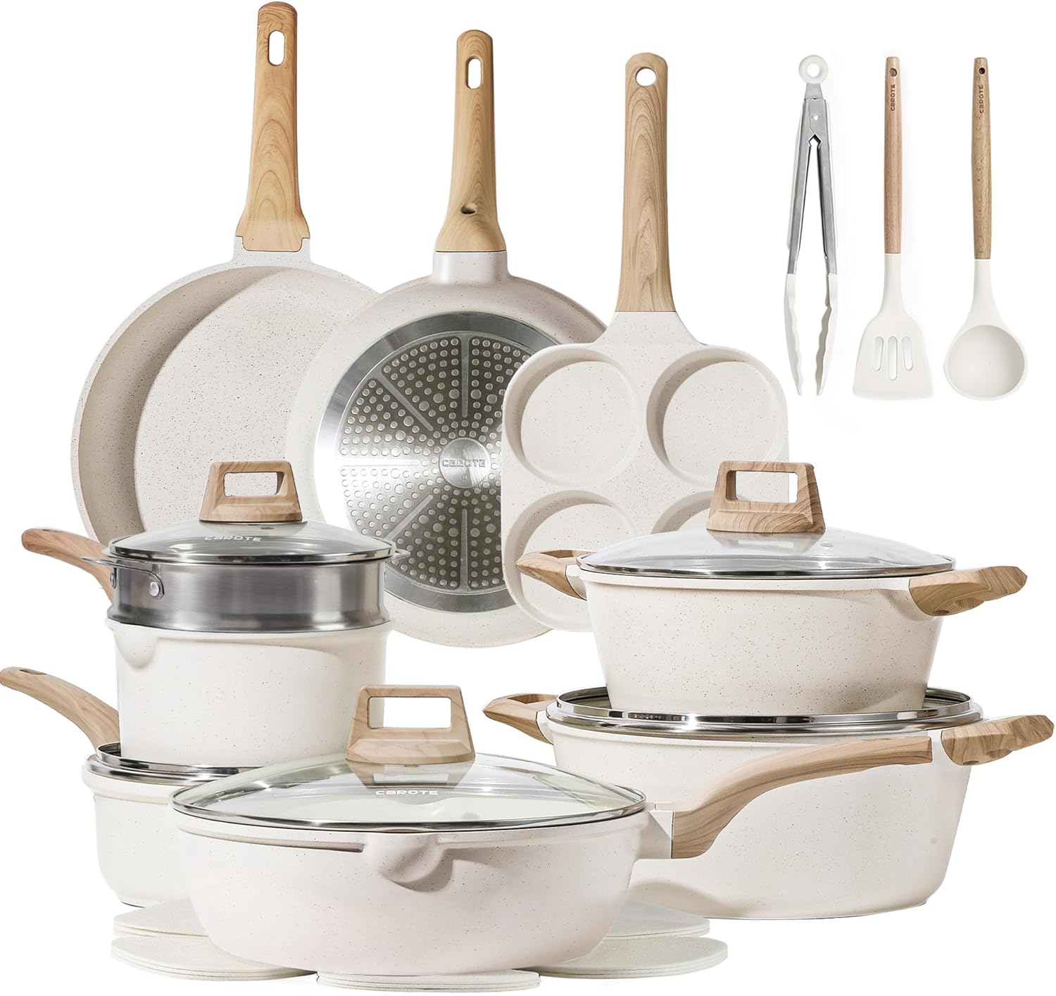 CAROTE 21Pcs Pots and Pans Set, Nonstick Cookware Sets